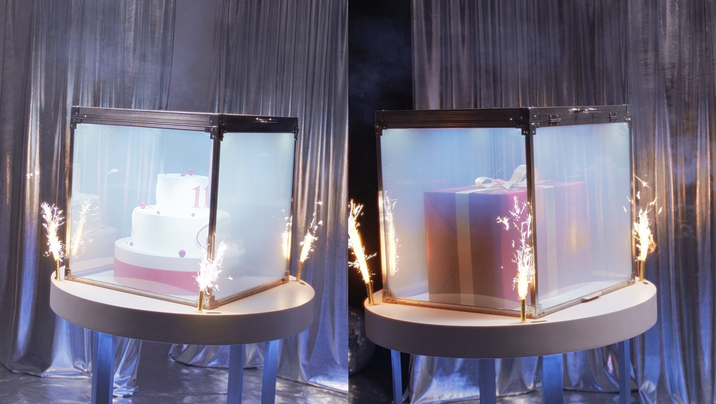 Newlyweds with sparklers at the wedding reception